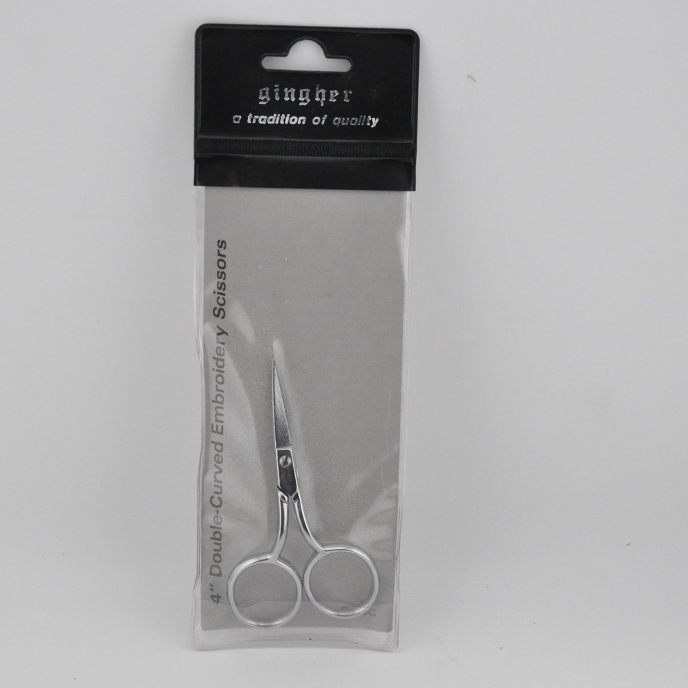 Gingher Embroidery Scissors 4in Silver New Double-Curved G-4DC Snips
